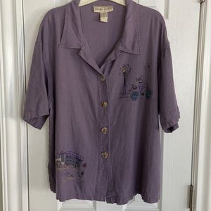 Sweet Jessie Linen/Rayon Button Down Top